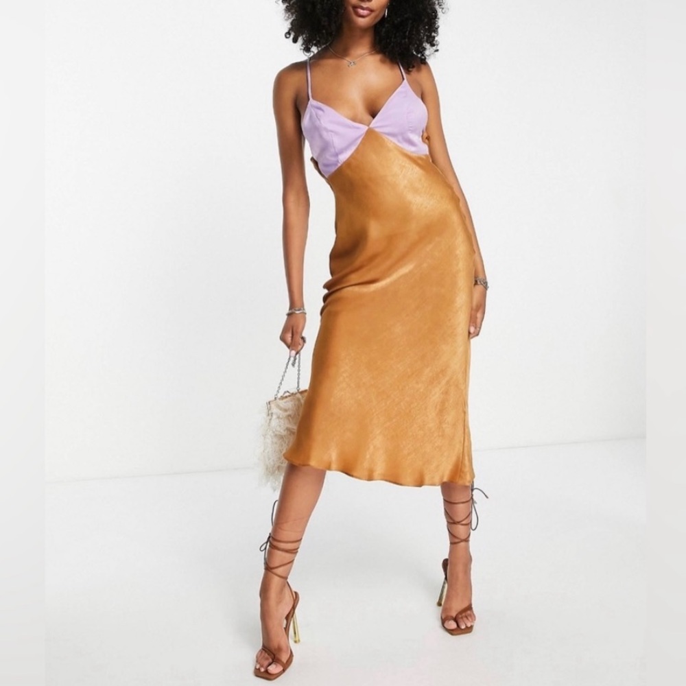 ASOS Maxi Gold and Lilac Color Dress